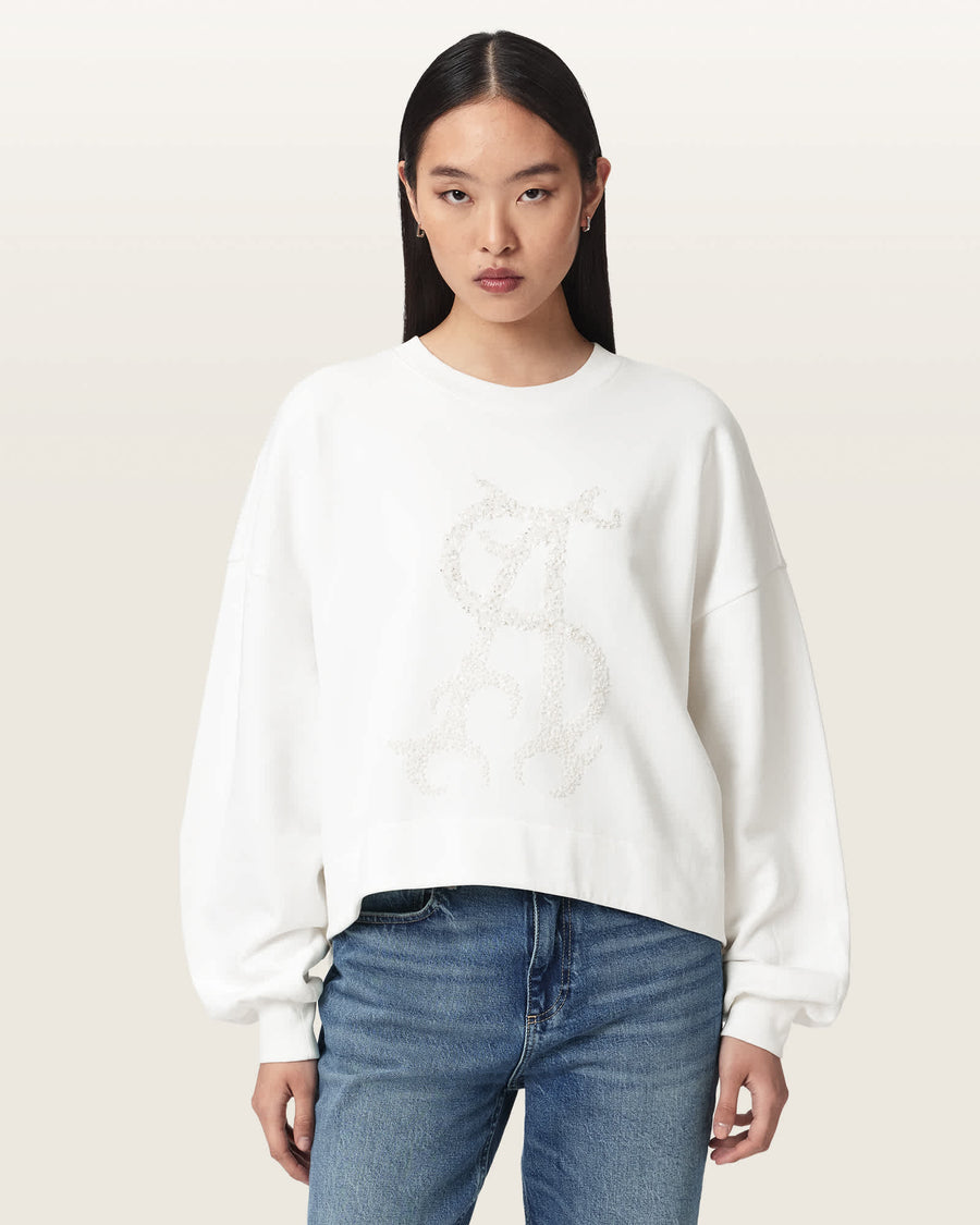 Reflex Lila Oversized Embellished Sweatshirt Optic White