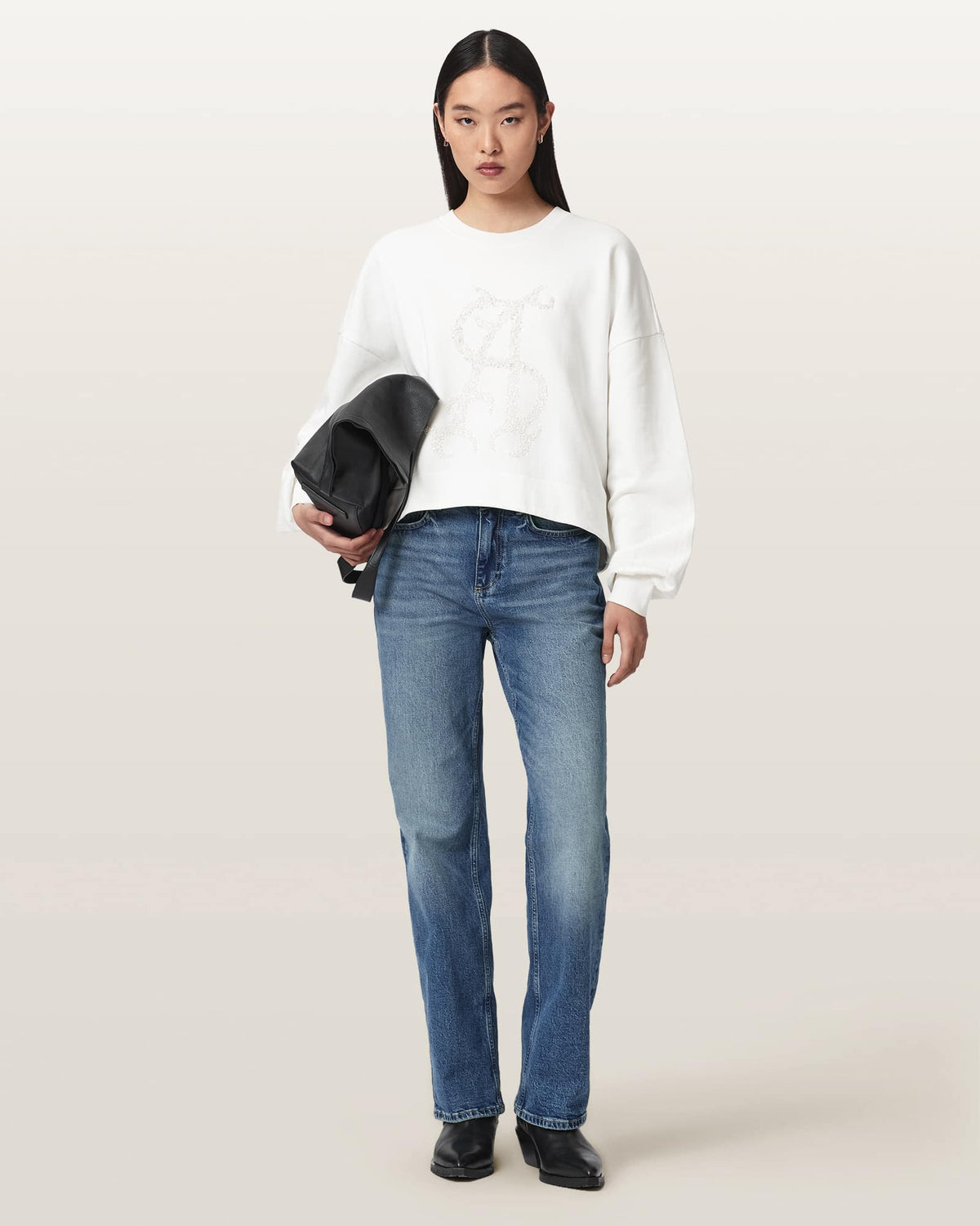 Reflex Lila Oversized Embellished Sweatshirt Optic White