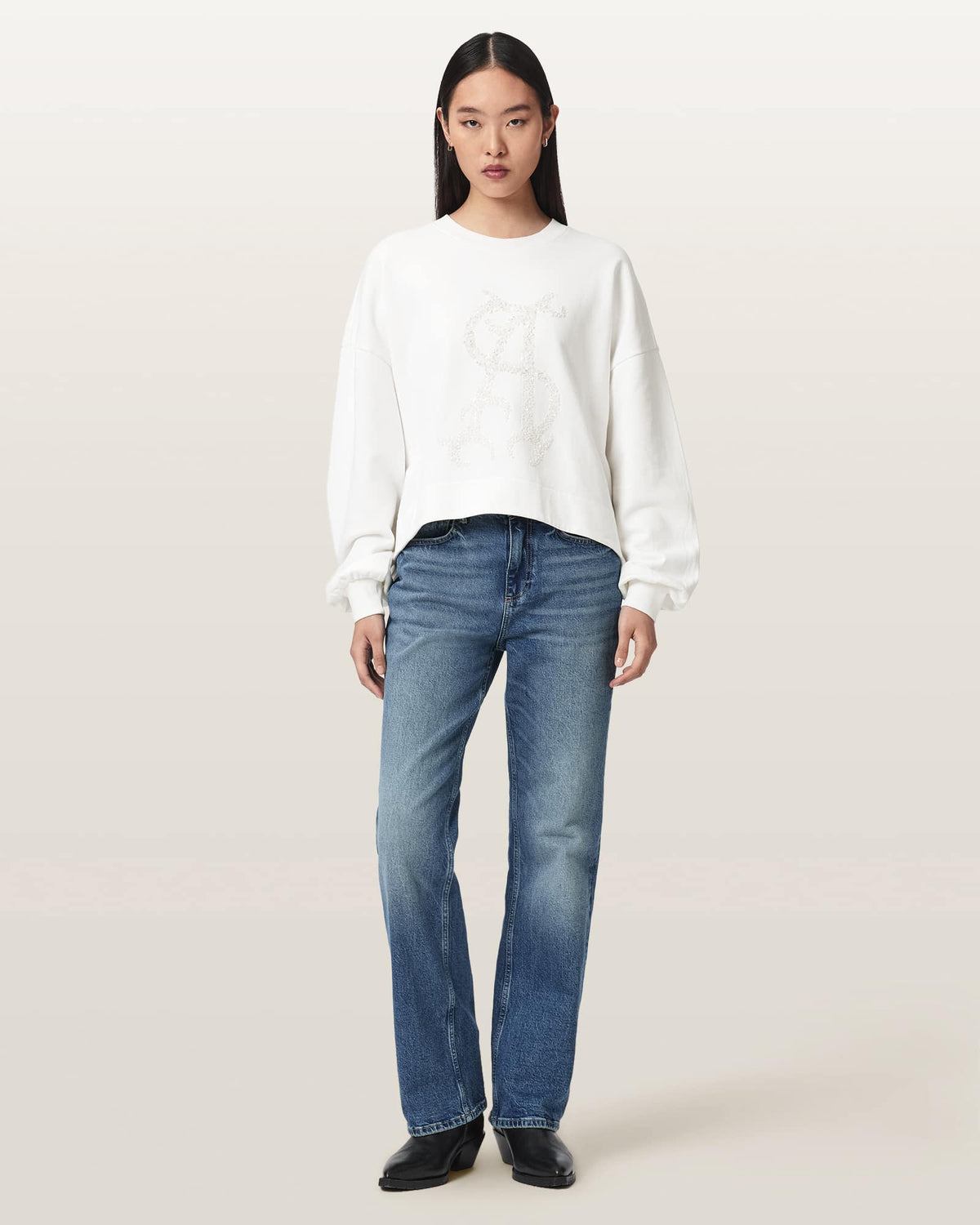 Reflex Lila Oversized Embellished Sweatshirt Optic White