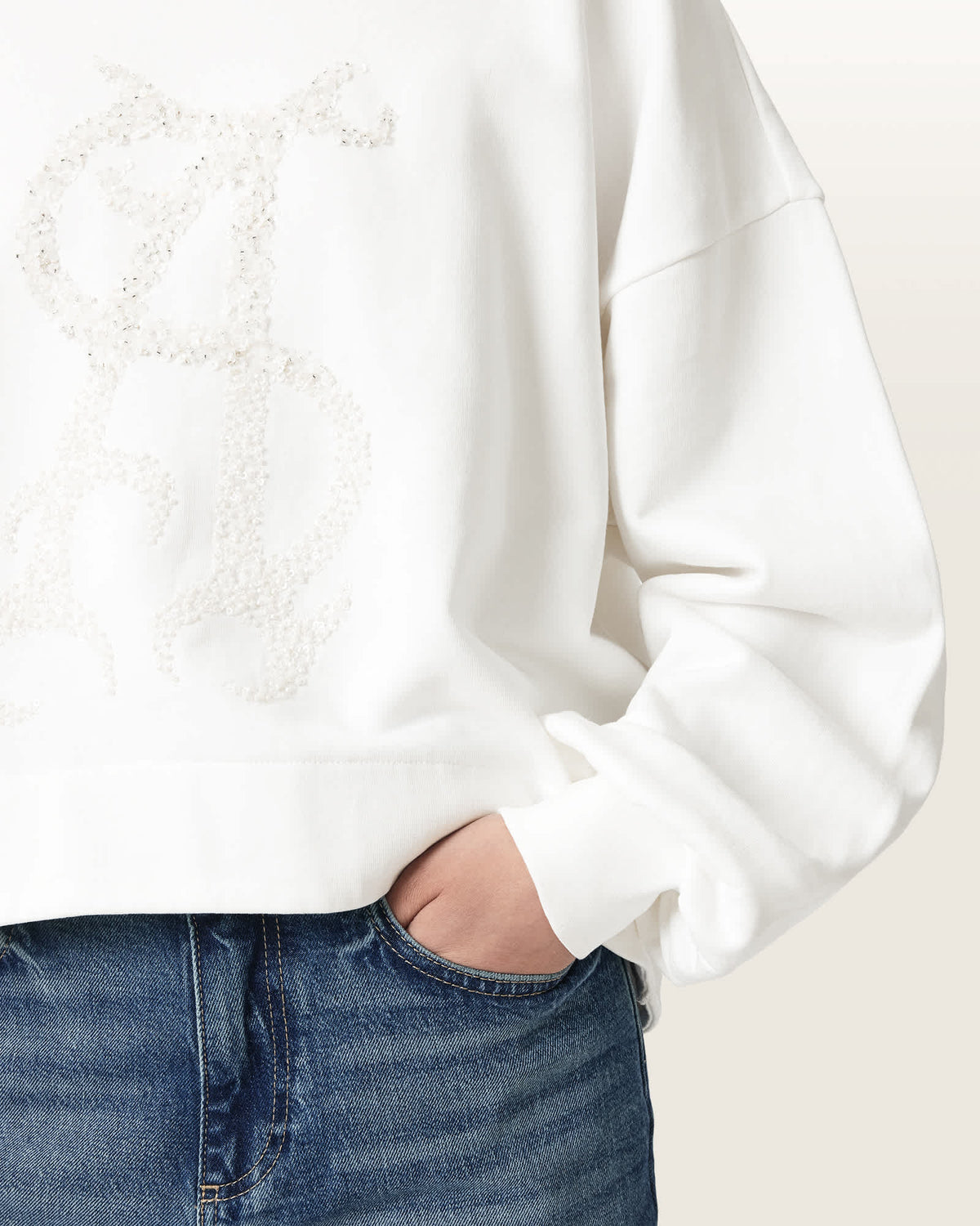 Reflex Lila Oversized Embellished Sweatshirt Optic White
