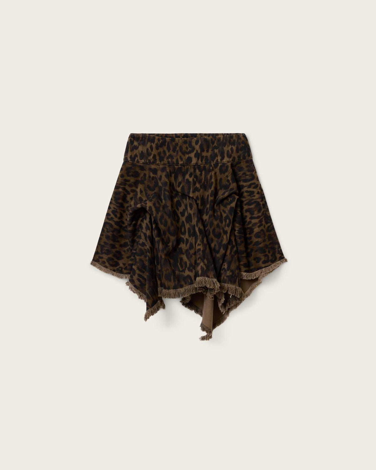 Crissy Leopard Print Denim Mini Skirt LEPPO BROWN