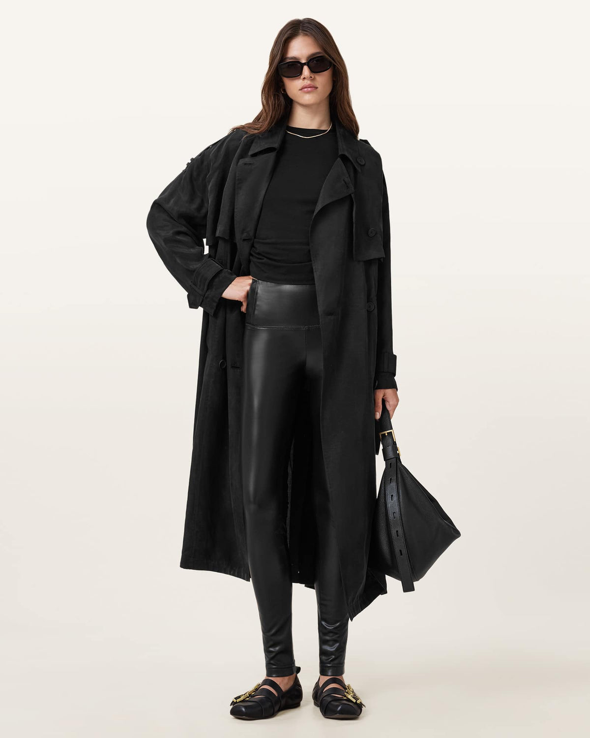 Cora High-Rise Faux Leggings Black