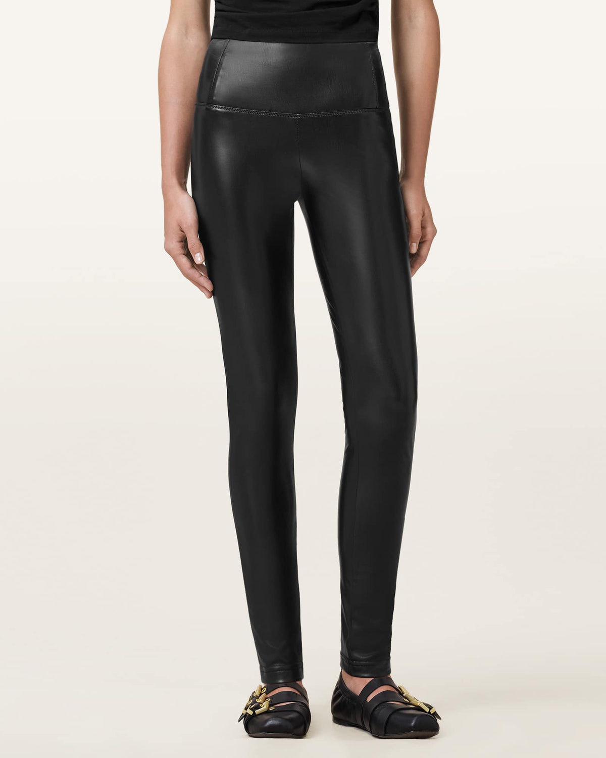 Cora High-Rise Faux Leggings Black