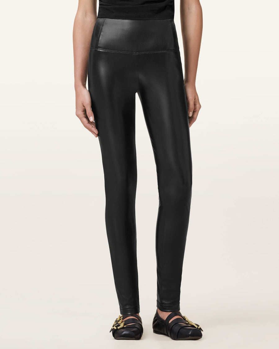 Cora High-Rise Faux Leggings Black