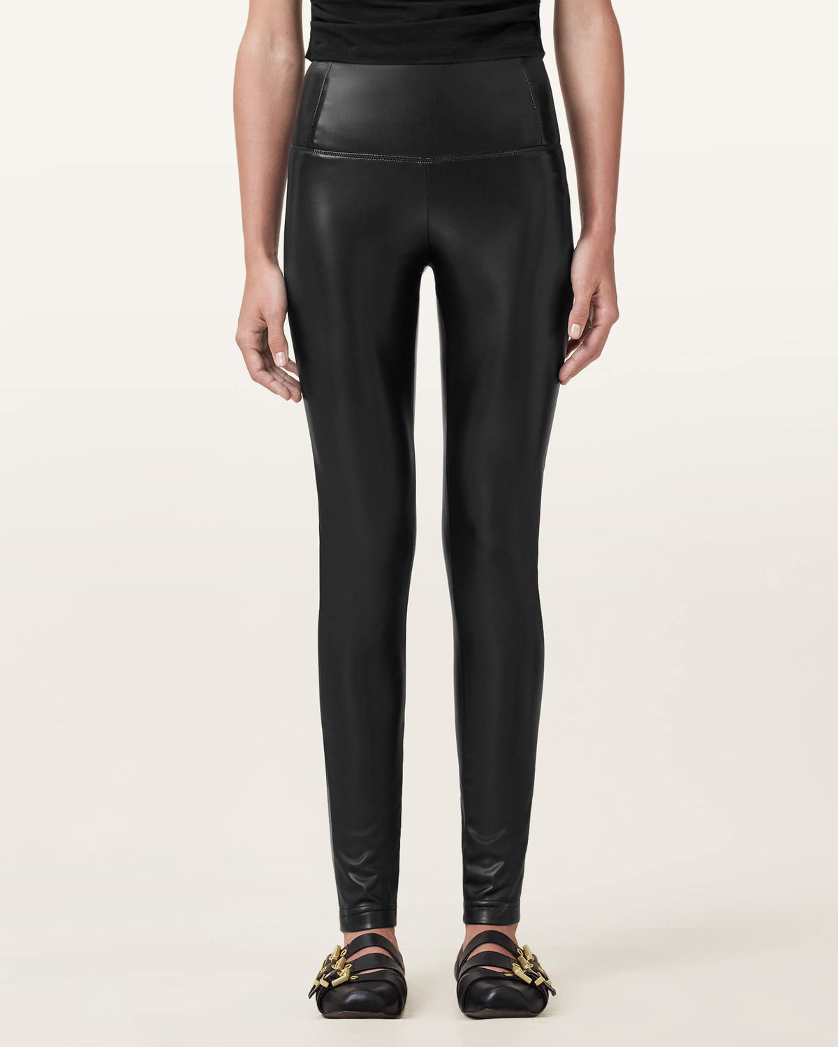 Cora High-Rise Faux Leggings Black