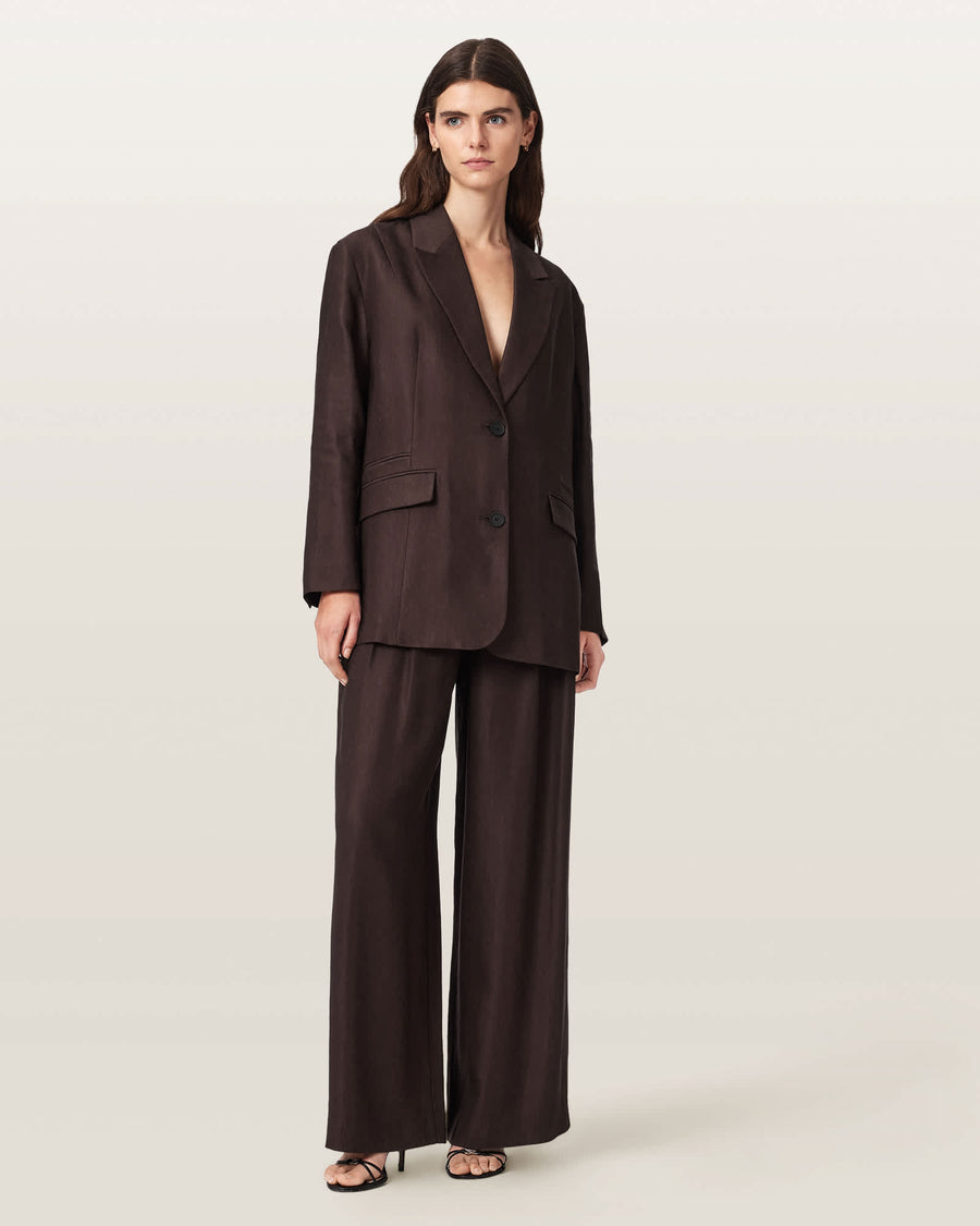 Charley Relaxed Fit Linen Blend Trousers Bitter Brown