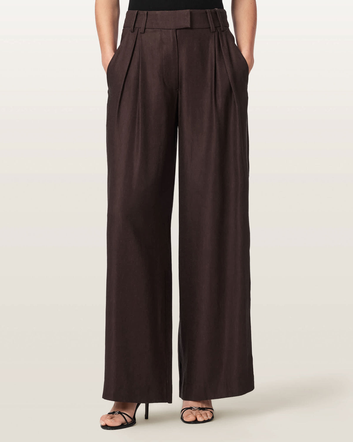Charley Relaxed Fit Linen Blend Trousers Bitter Brown