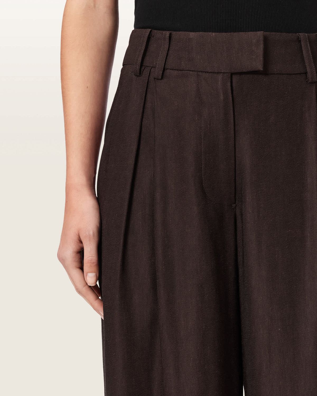 Charley Relaxed Fit Linen Blend Trousers Bitter Brown