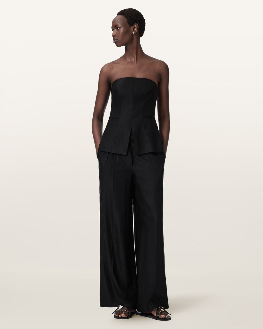 Charley Relaxed Fit Linen Blend Trousers Black