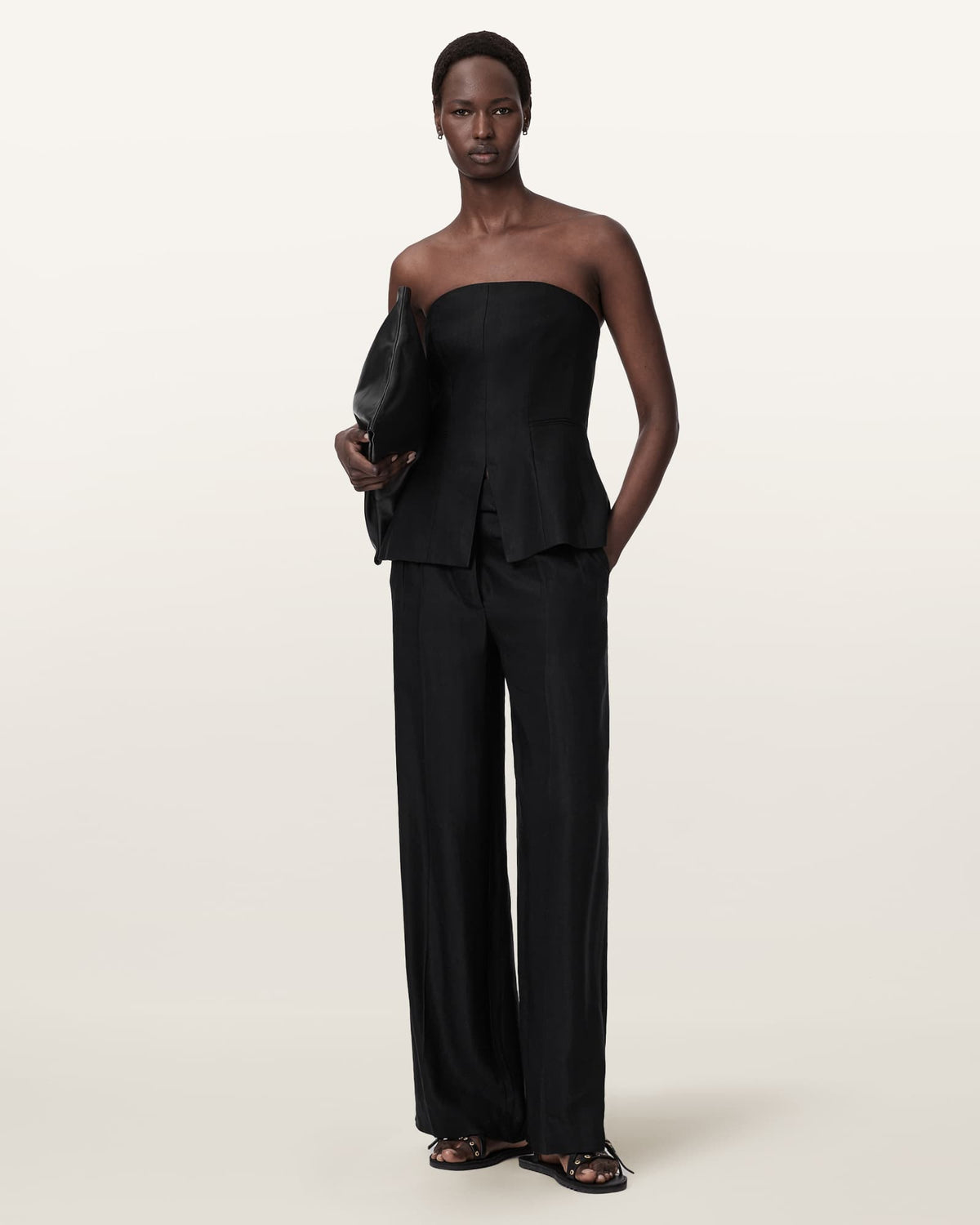 Charley Relaxed Fit Linen Blend Trousers Black