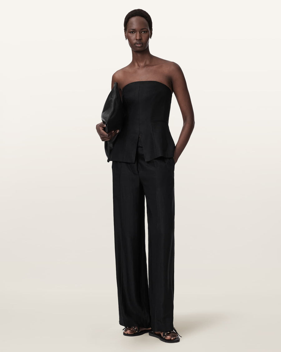 Charley Relaxed Fit Linen Blend Trousers Black