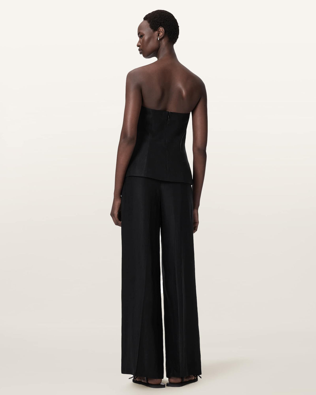 Charley Relaxed Fit Linen Blend Trousers Black