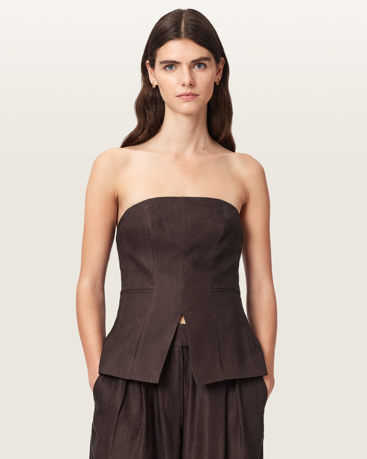 Charley Bodycon Fit Linen Blend Bodice