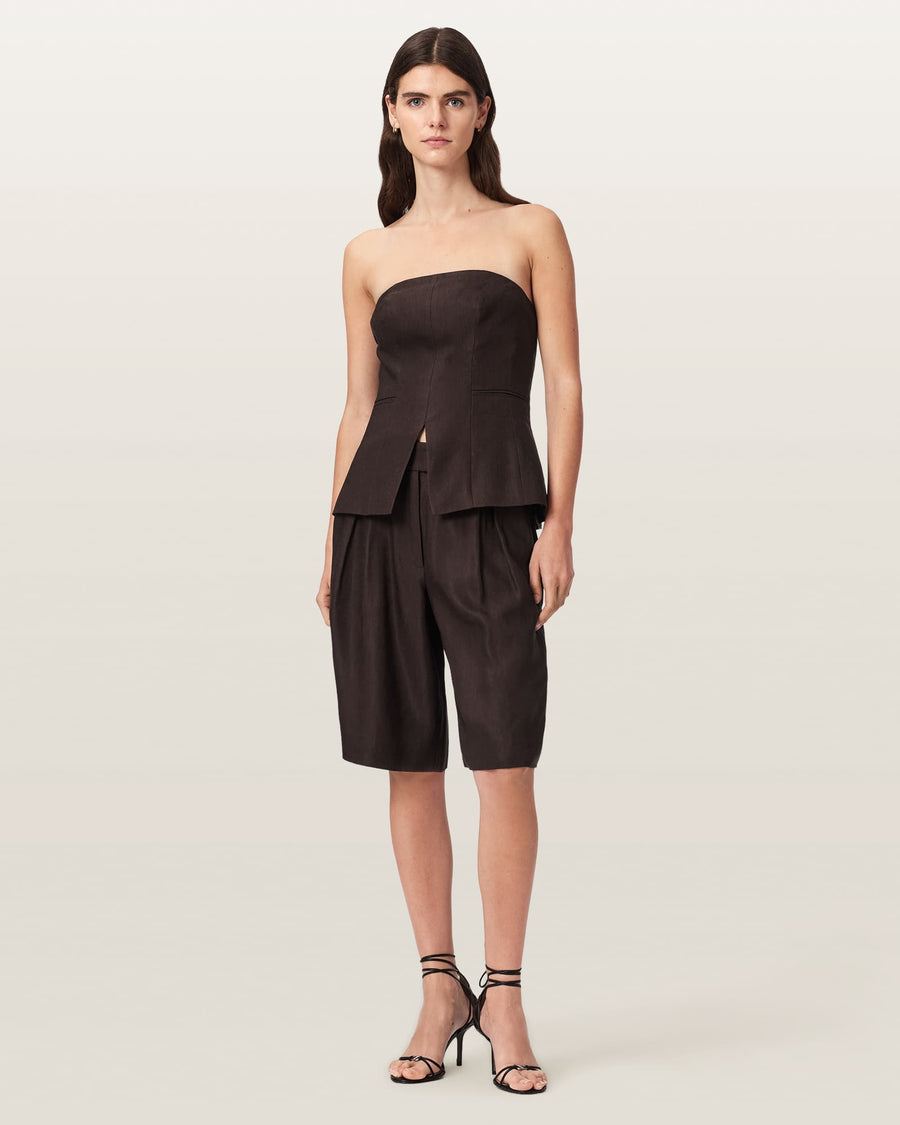 Charley Bodycon Fit Linen Blend Bodice Bitter Brown