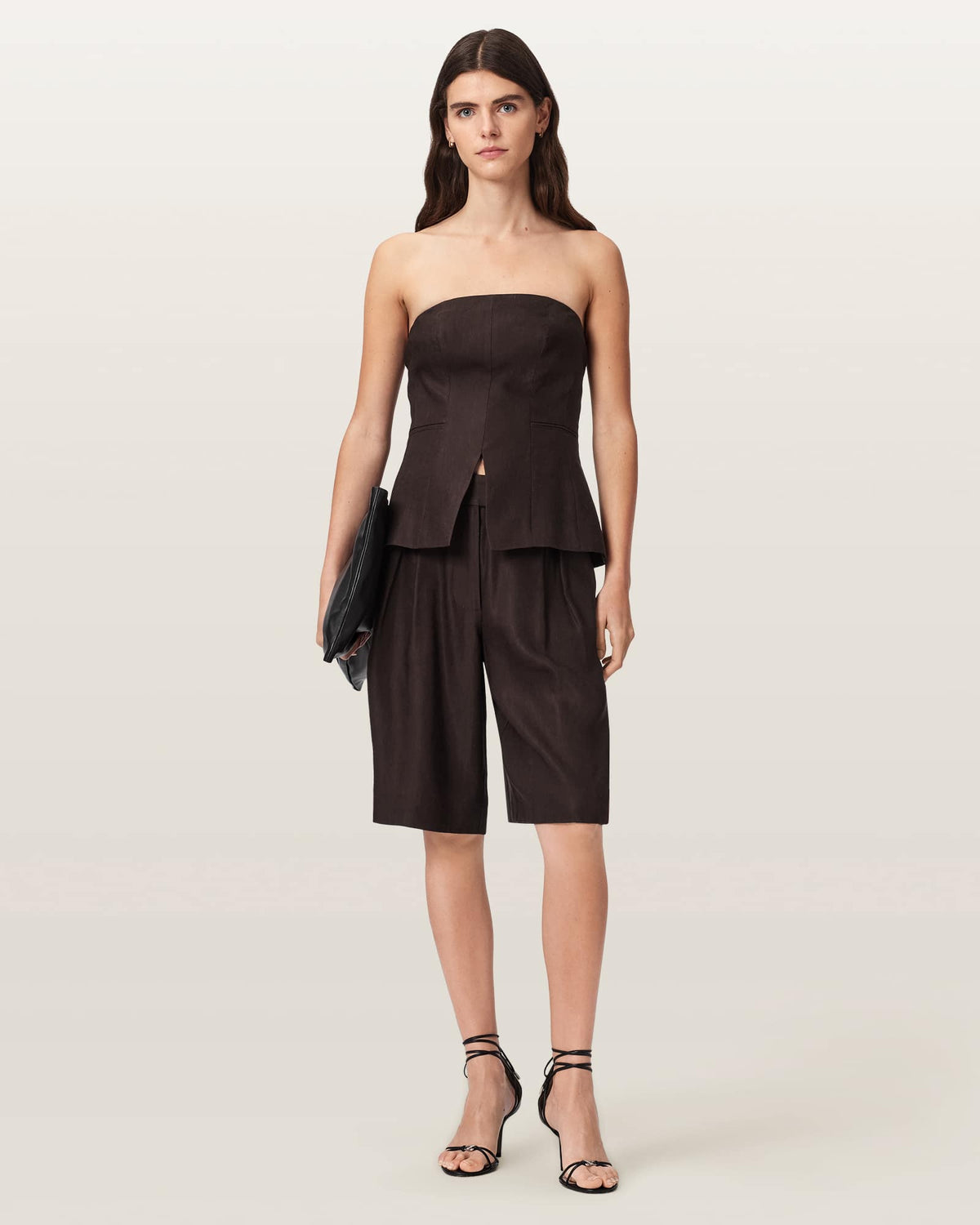 Charley Bodycon Fit Linen Blend Bodice Bitter Brown