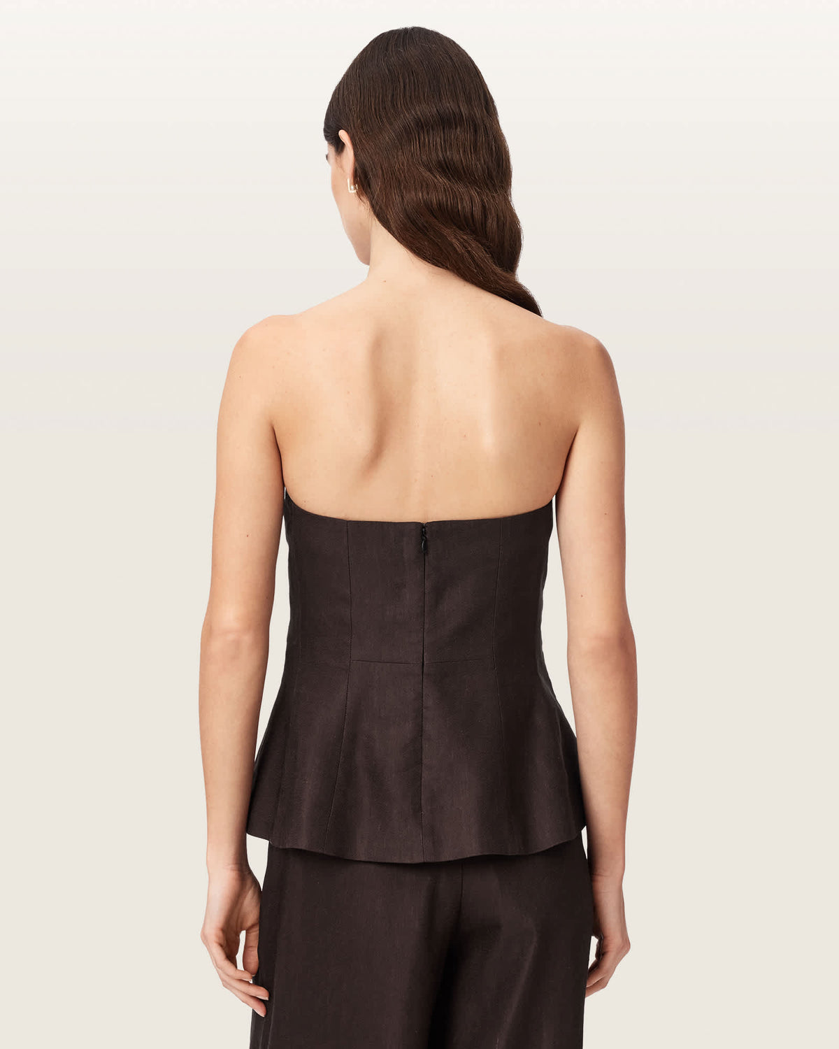 Charley Bodycon Fit Linen Blend Bodice Bitter Brown