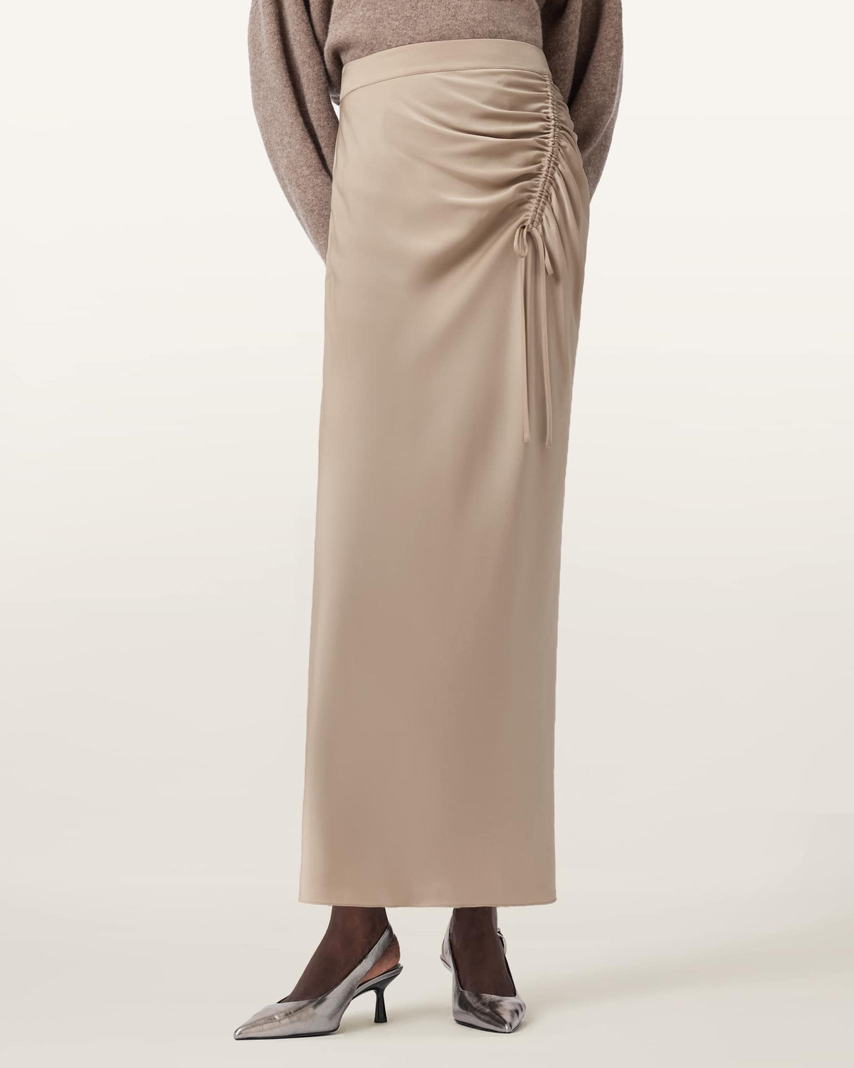 Alexia Gathered Maxi Skirt TAUPE GREY