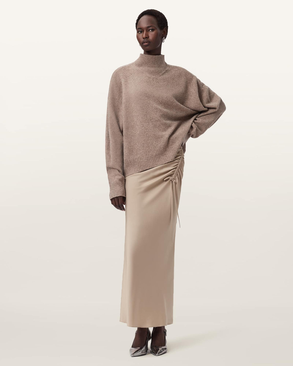 Alexia Gathered Maxi Skirt TAUPE GREY