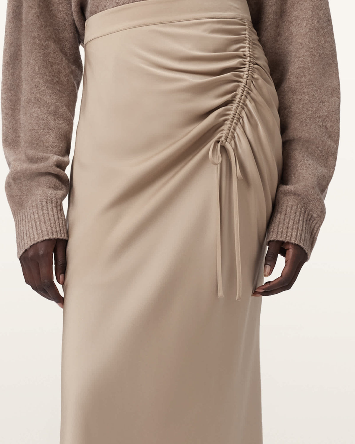 Alexia Gathered Maxi Skirt TAUPE GREY