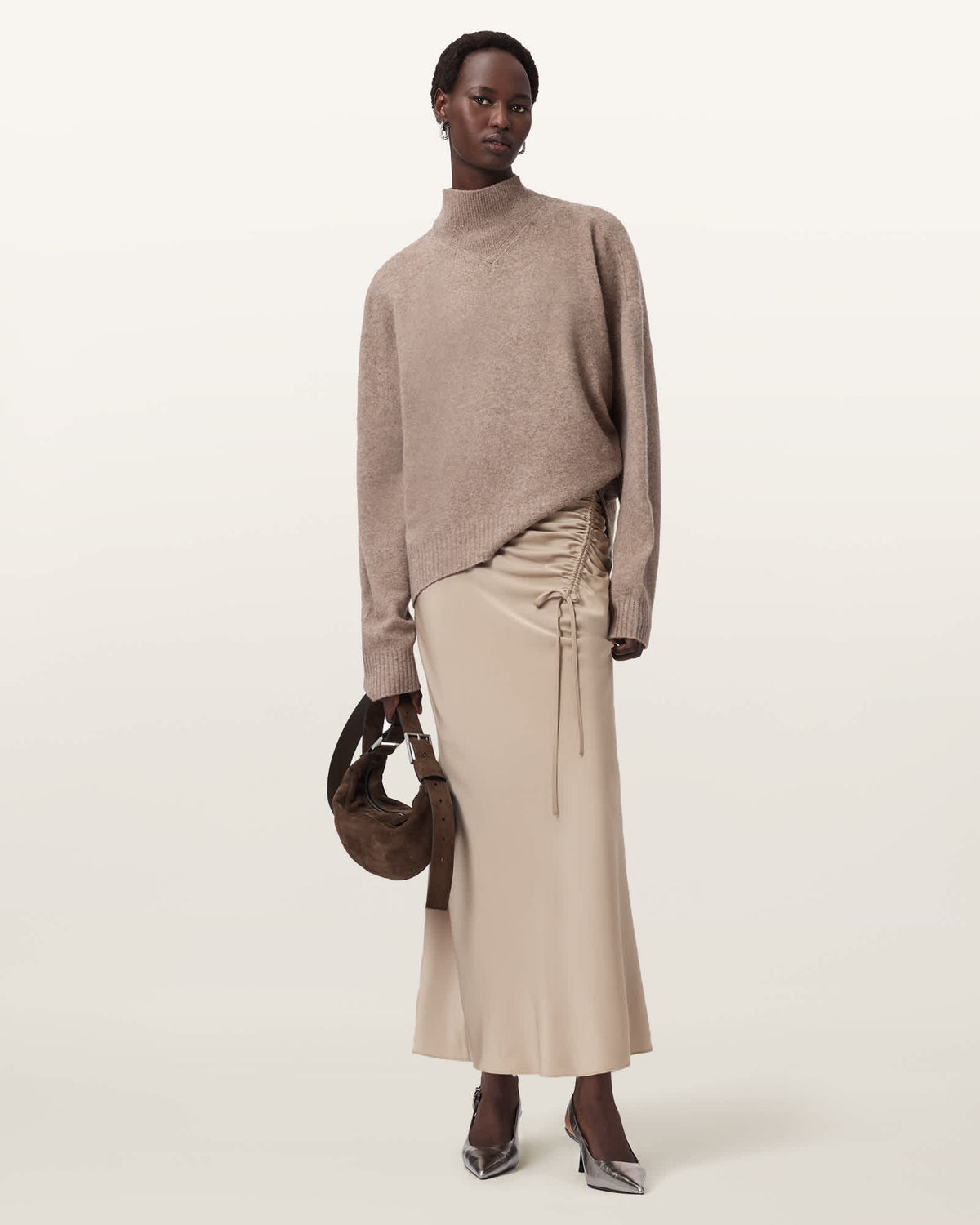 Alexia Gathered Maxi Skirt TAUPE GREY