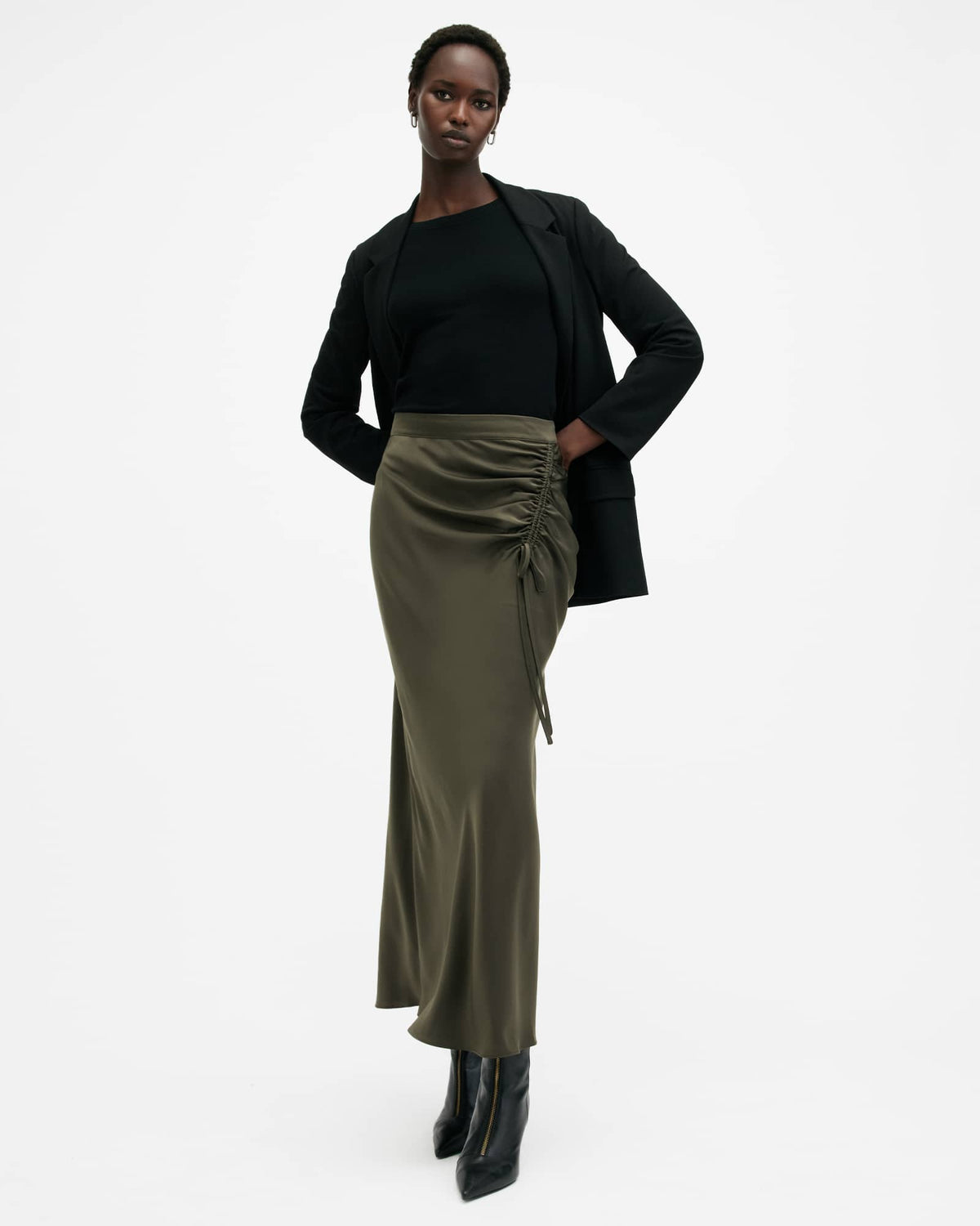 Alexia Gathered Maxi Skirt TARMAC GREEN