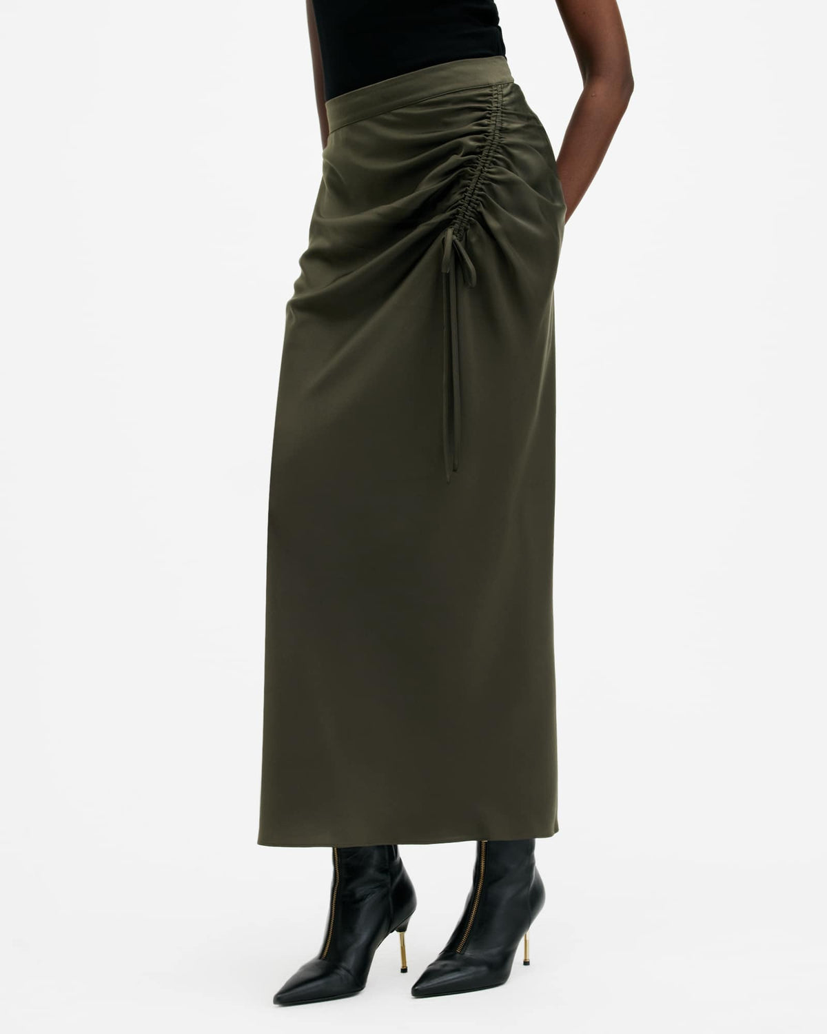 Alexia Gathered Maxi Skirt TARMAC GREEN