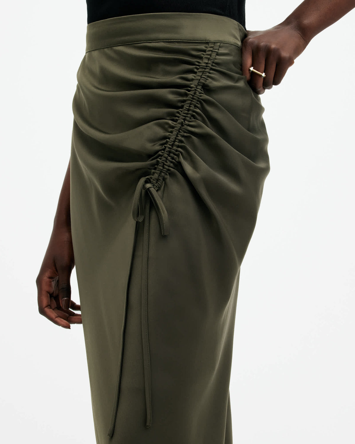 Alexia Gathered Maxi Skirt TARMAC GREEN