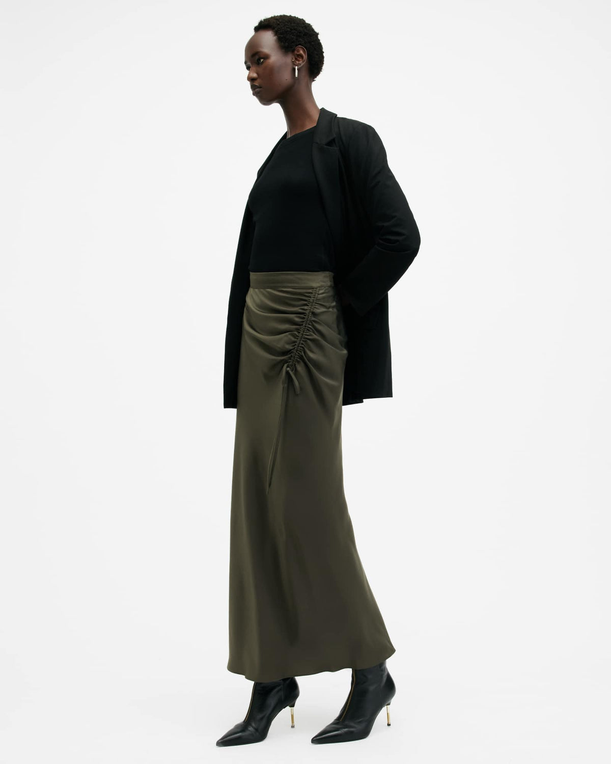 Alexia Gathered Maxi Skirt TARMAC GREEN