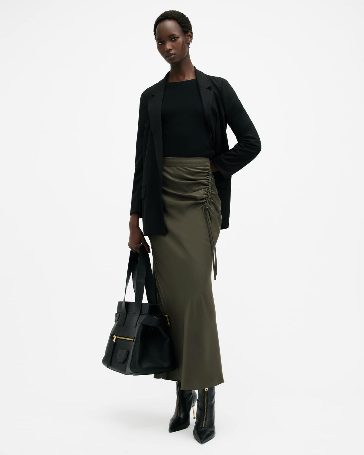 Alexia Gathered Maxi Skirt TARMAC GREEN