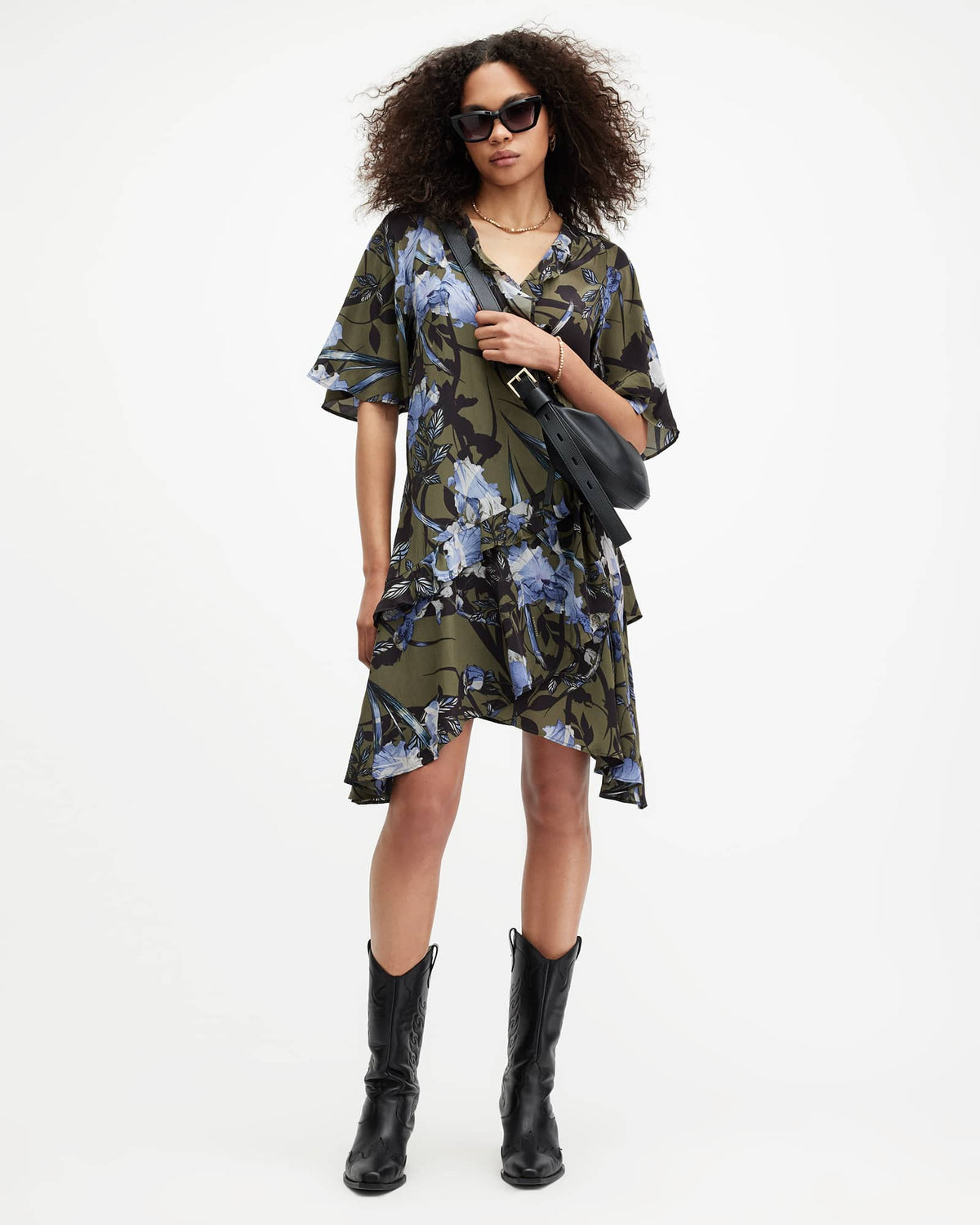 Meagan Batu Wrap Over Mini Dress DEEP KHAKI GREEN