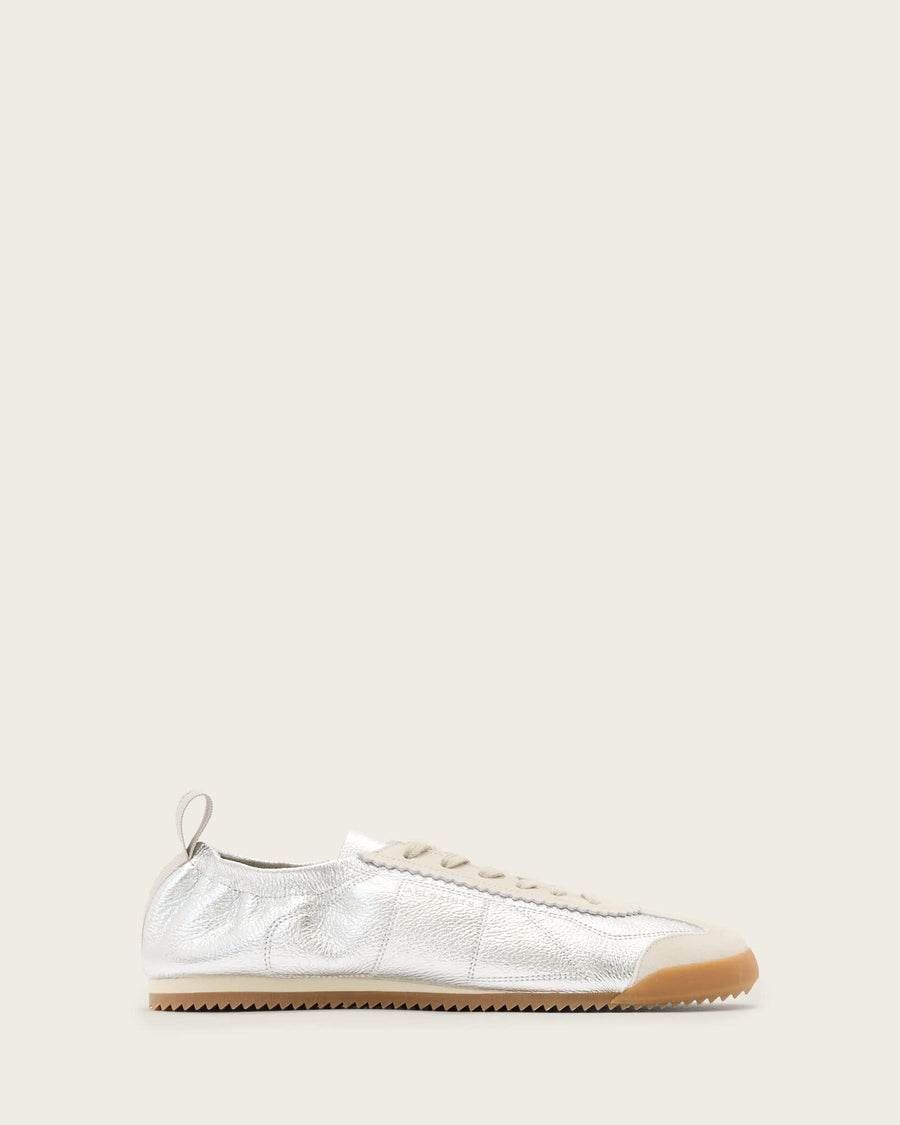 Kenny Leather Runner Trainers Silver