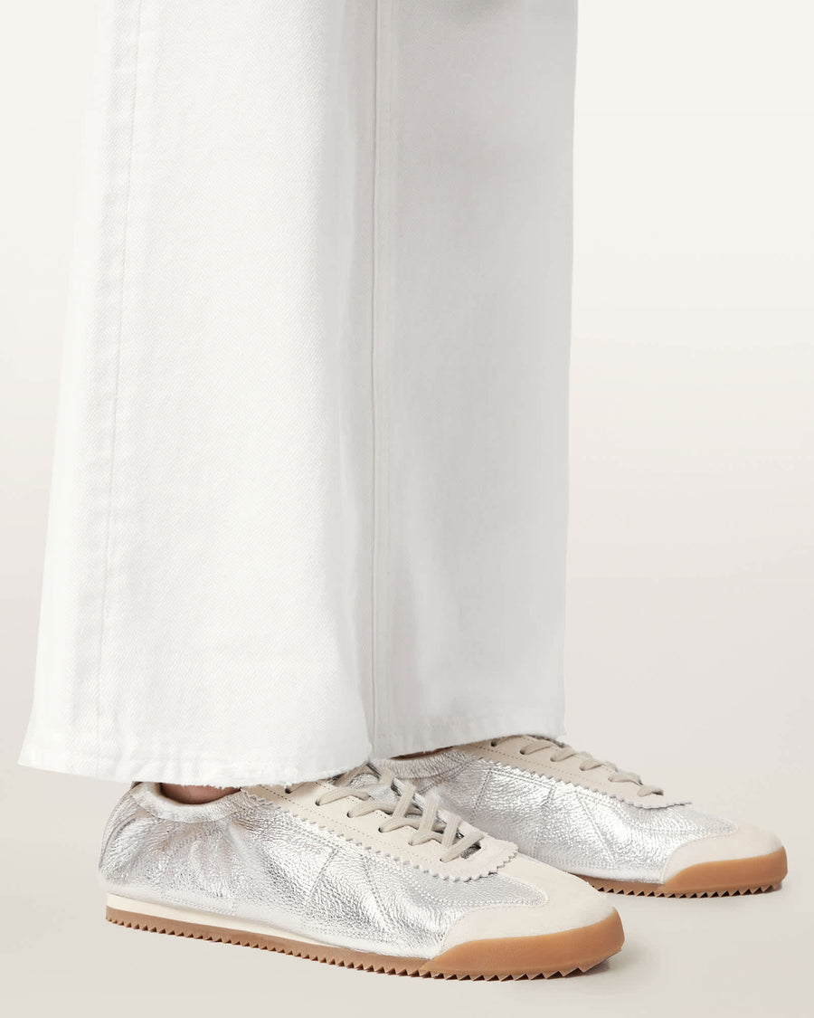 Kenny Leather Runner Trainers Silver