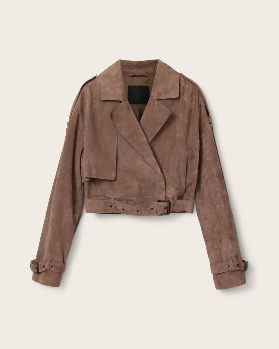 Ophelia Cropped Suede Jacket MOLE BROWN
