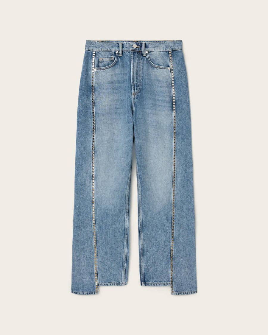 Frankie Loose Fit Stud Denim Jeans Vintage Indigo
