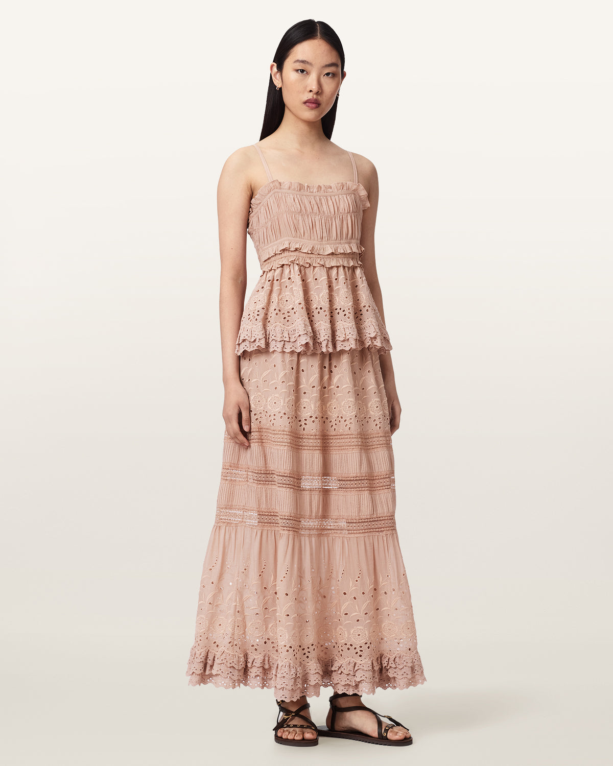 Camille Embroidered Tiered Maxi Skirt