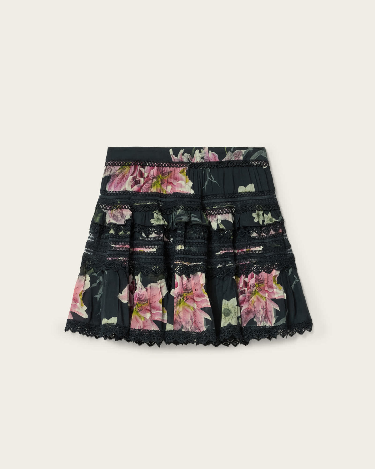Zora Lace Trimmed Mini Skirt CRYSTAL BLACK