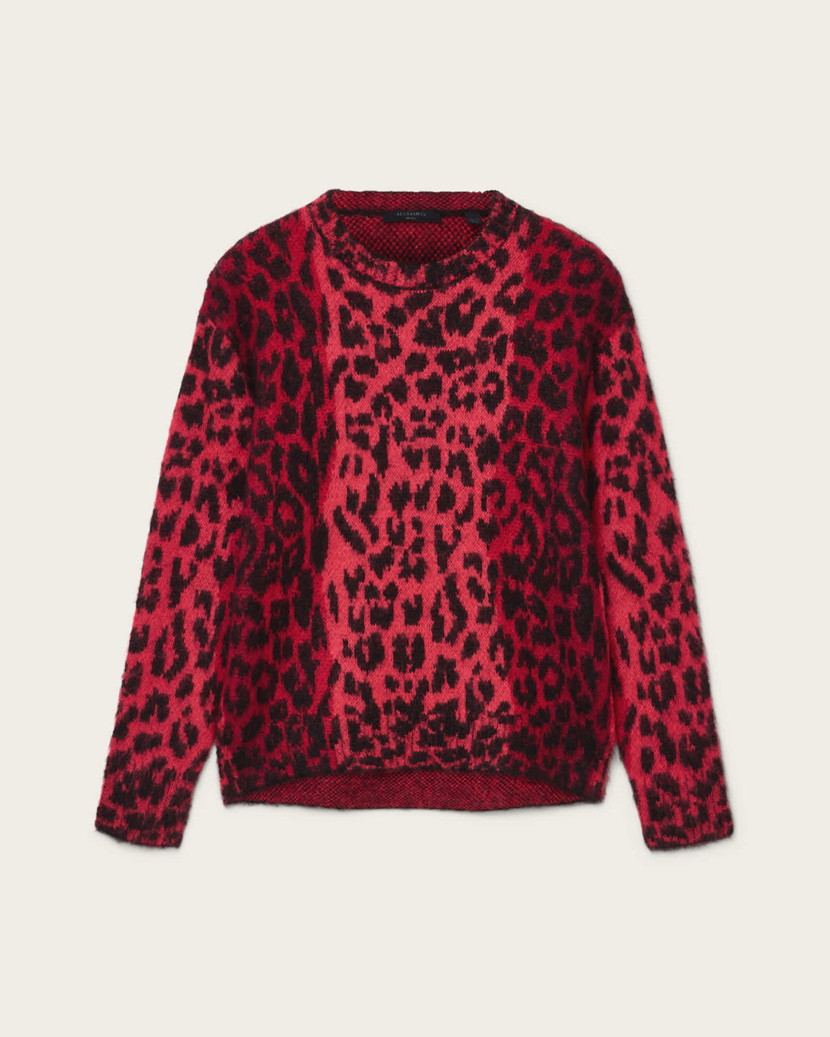 Lex Oversized Leopard Print Jumper CRIMSON RED