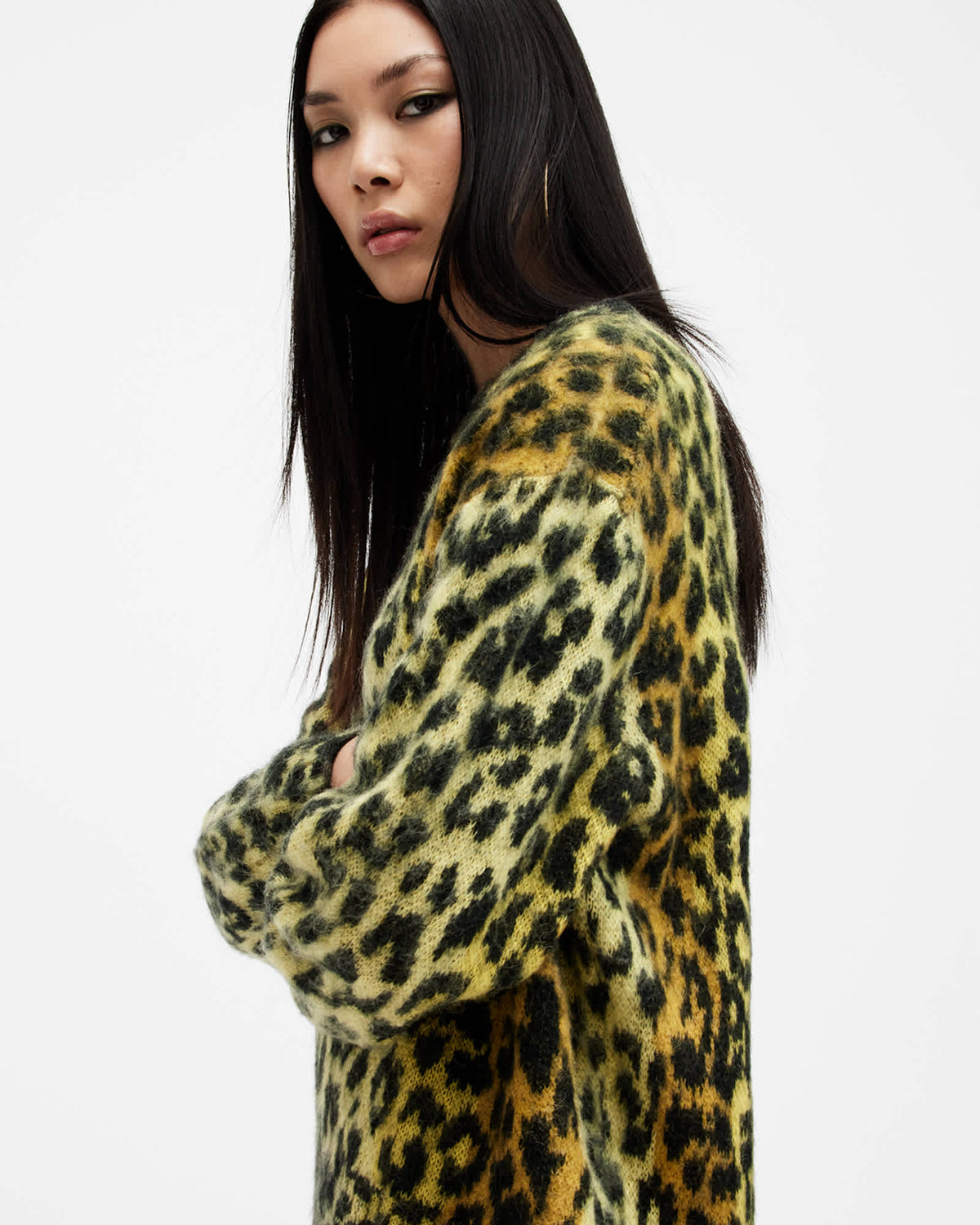 Lex Oversized Leopard Print Jumper ELECTRIC YELLOW