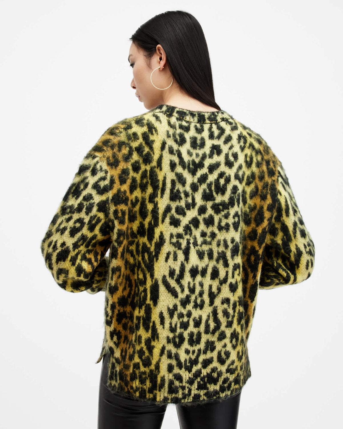 Lex Oversized Leopard Print Jumper ELECTRIC YELLOW