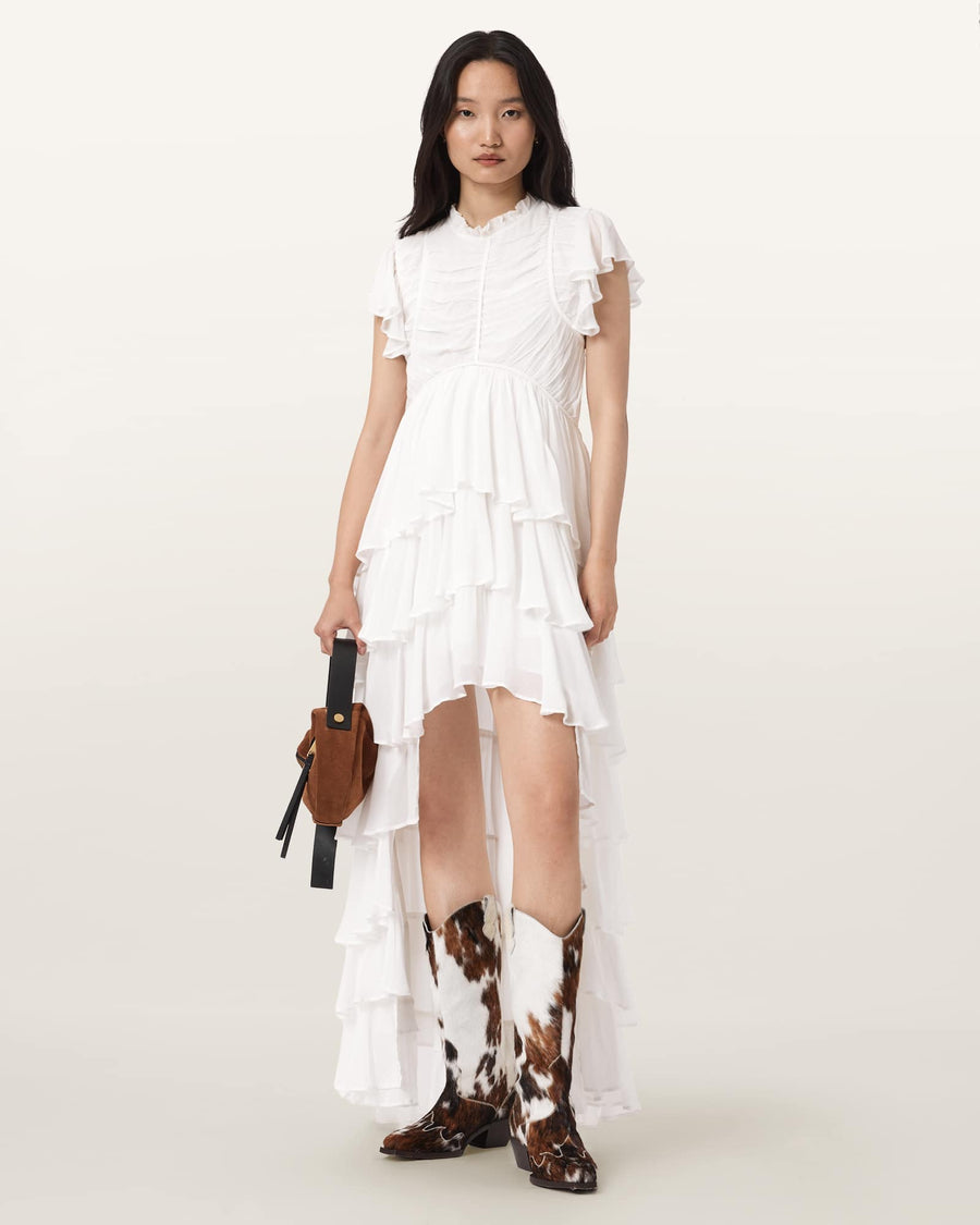 Shaela Ruffled Maxi Dress Optic White