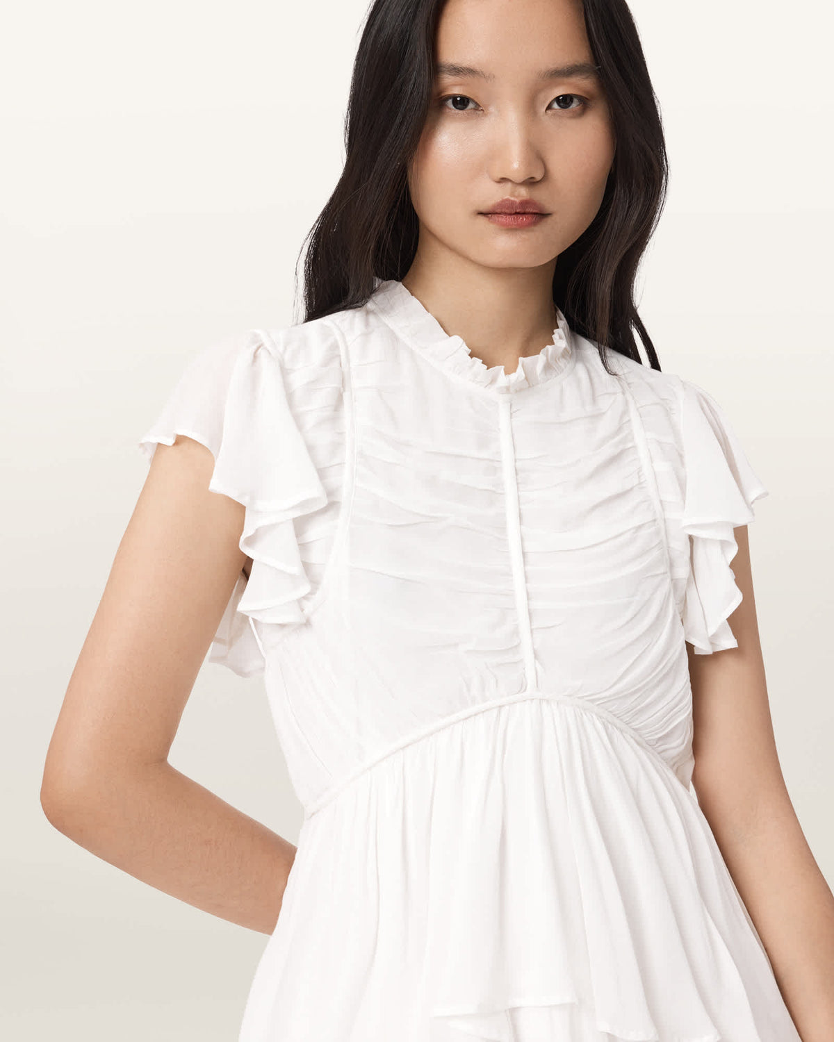 Shaela Ruffled Maxi Dress Optic White