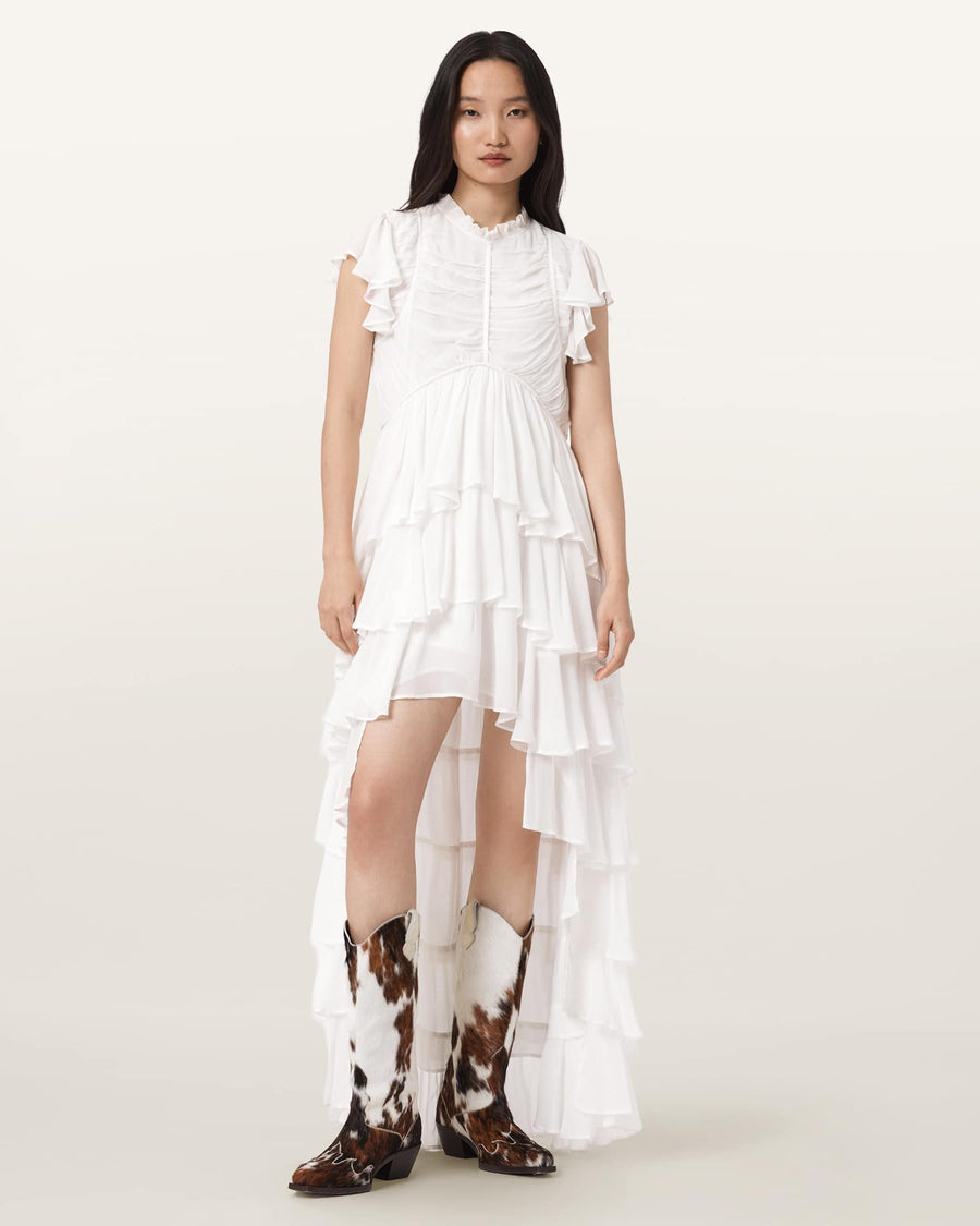 Shaela Ruffled Maxi Dress Optic White