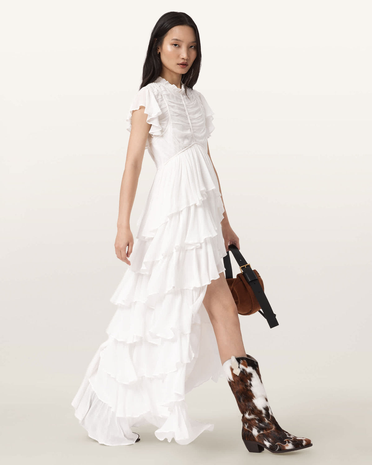 Shaela Ruffled Maxi Dress Optic White