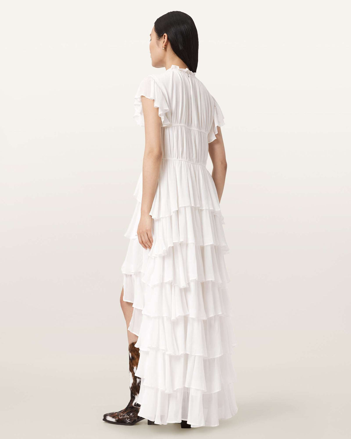 Shaela Ruffled Maxi Dress Optic White