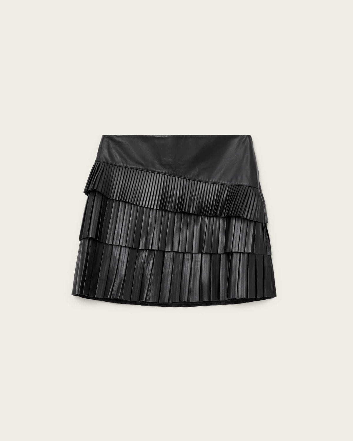 Nara Leather Pleated Mini Skirt Black