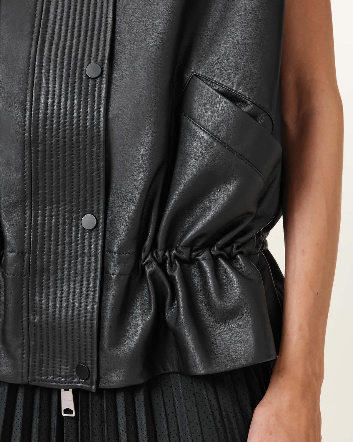 Sofi Relaxed Fit Leather Gilet Black