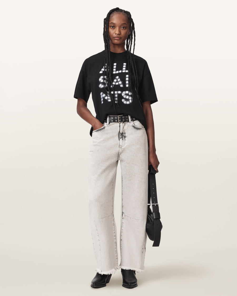 Payton High Waisted Barrel Leg Denim Jeans Bleached Grey