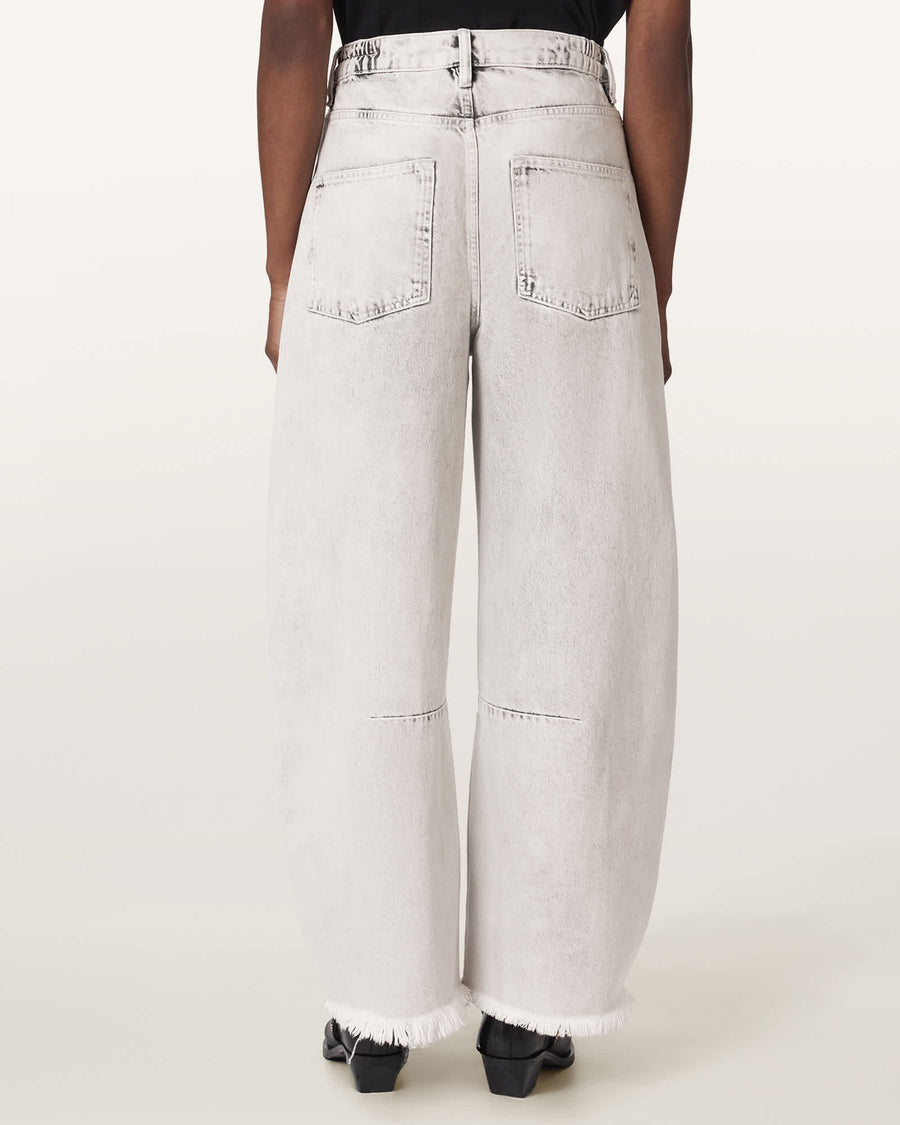 Payton High Waisted Barrel Leg Denim Jeans Bleached Grey