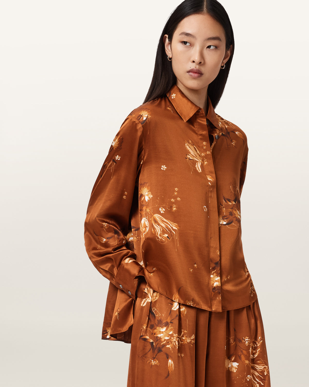 Venna Pleated Floral Shirt