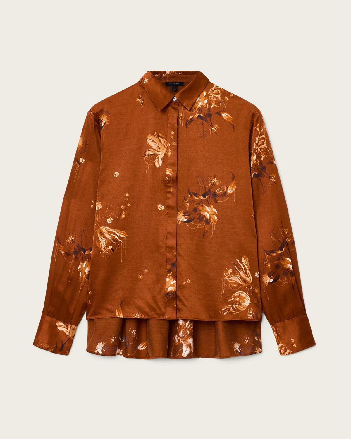 Venna Pleated Floral Shirt ANIA RUST BROWN